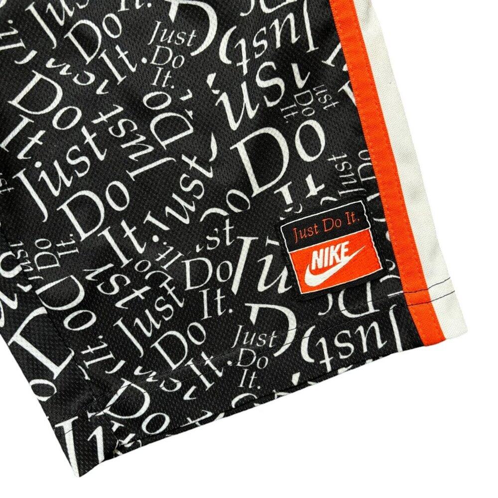 NIKE Just Do it Elastic Waist Shorts Black White Orange  KIDS 6